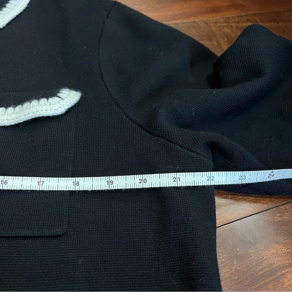 Sézane Betty Cardigan Black Ecru Crochet Trim Parisian Chic XXL Sz 12 NWOT - Picture 5 of 6